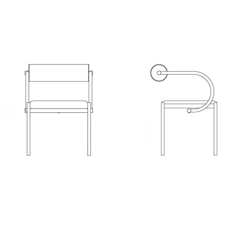 Chinese Cylinder Curved Leather Metal Dining Chair