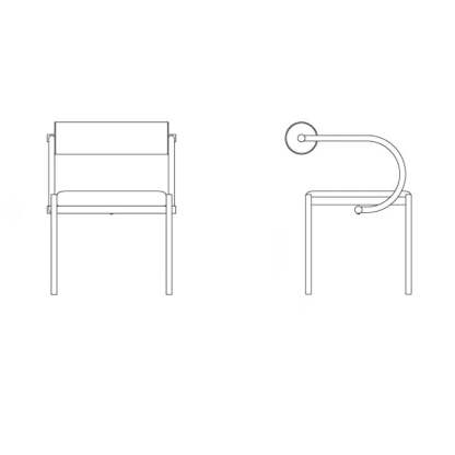 Chinese Cylinder Curved Leather Metal Dining Chair