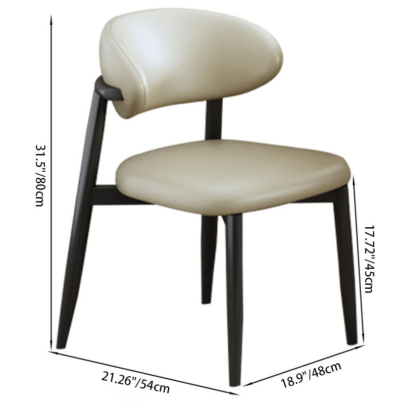 Scandinavian Curved Leather Metal Dining Chair — White / Orange