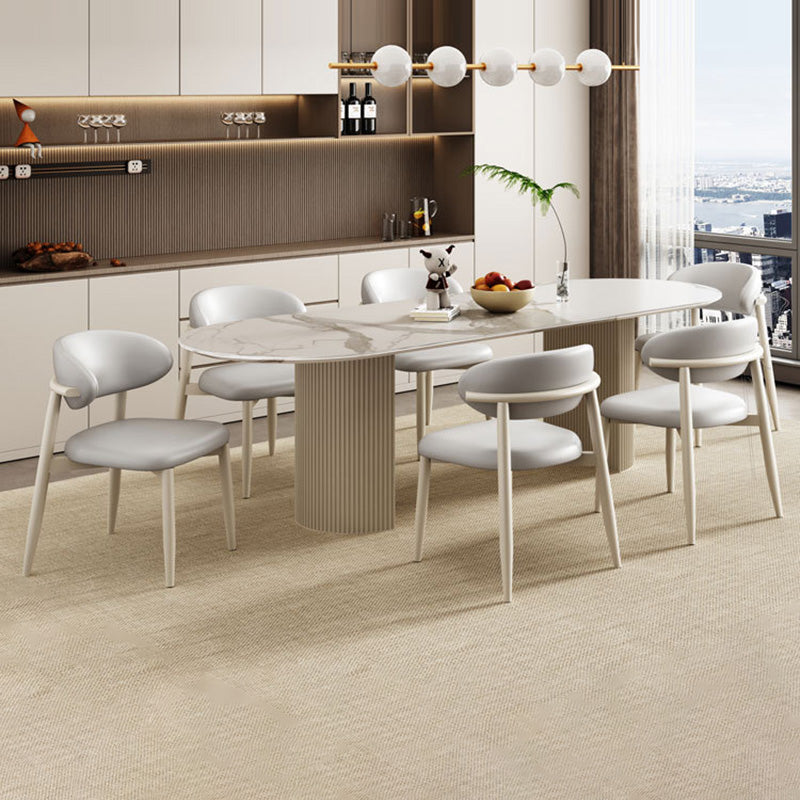 Scandinavian Curved Leather Metal Dining Chair