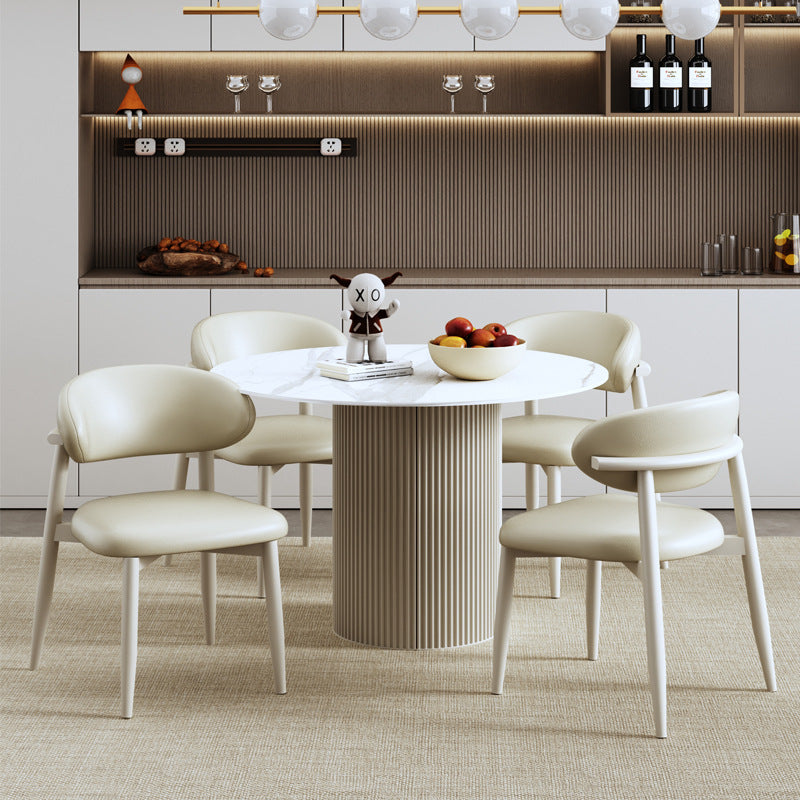 Scandinavian Curved Leather Metal Dining Chair