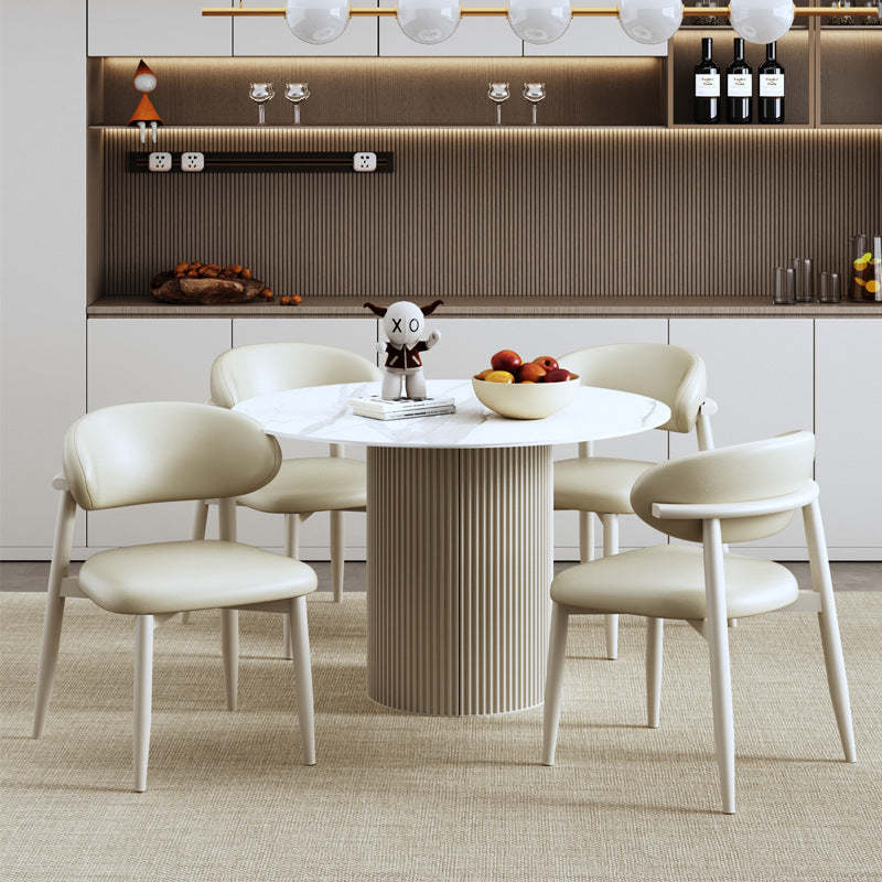 Scandinavian Curved Leather Metal Dining Chair