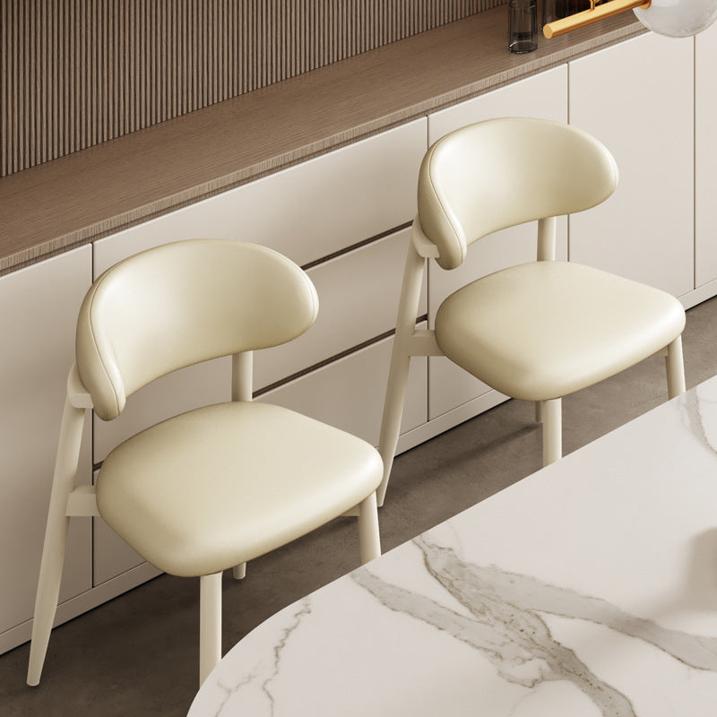 Scandinavian Curved Leather Metal Dining Chair