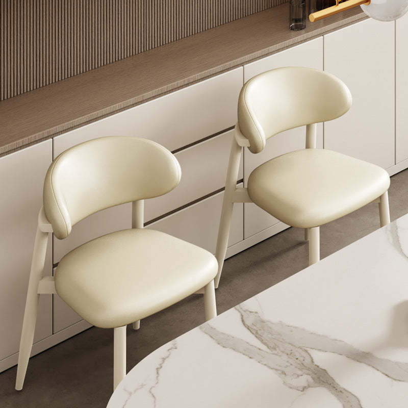 Scandinavian Curved Leather Metal Dining Chair