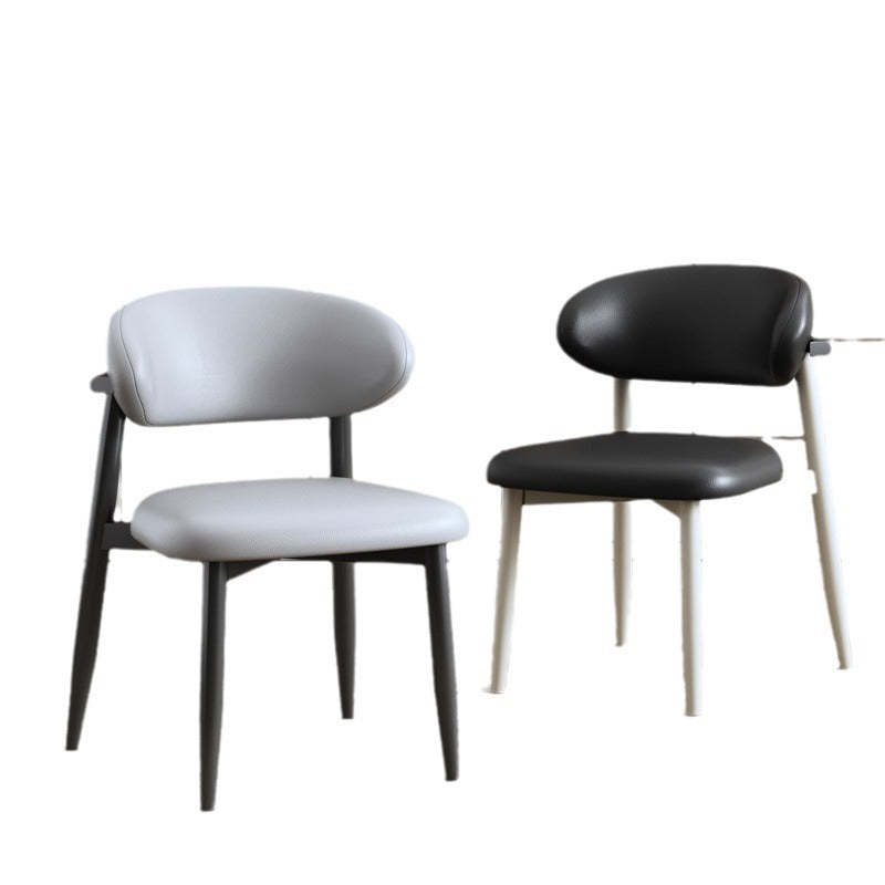 Scandinavian Curved Leather Metal Dining Chair