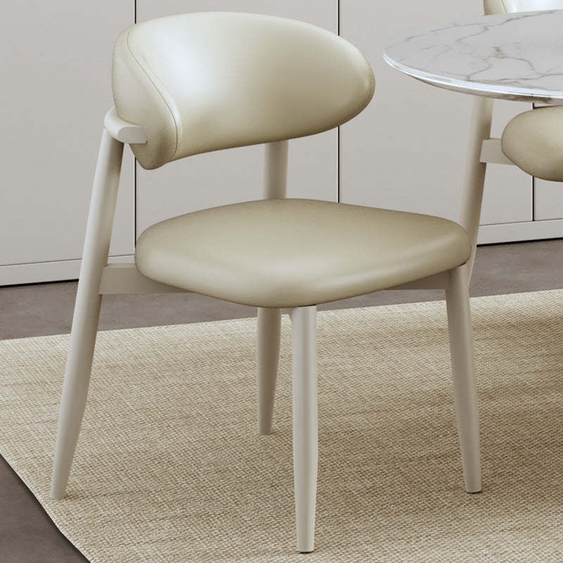Scandinavian Curved Leather Metal Dining Chair