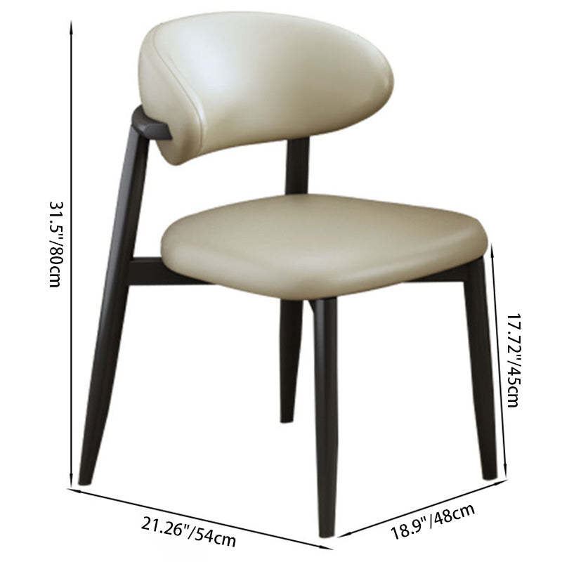 Scandinavian Curved Leather Metal Dining Chair — White / Orange
