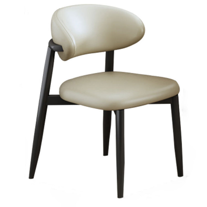 Scandinavian Curved Leather Metal Dining Chair