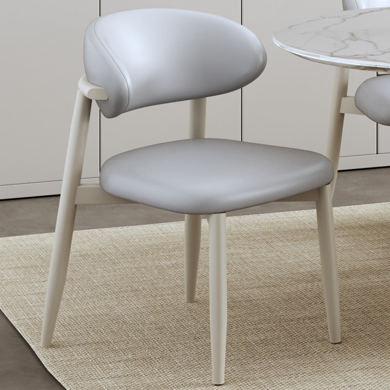 Scandinavian Curved Leather Metal Dining Chair