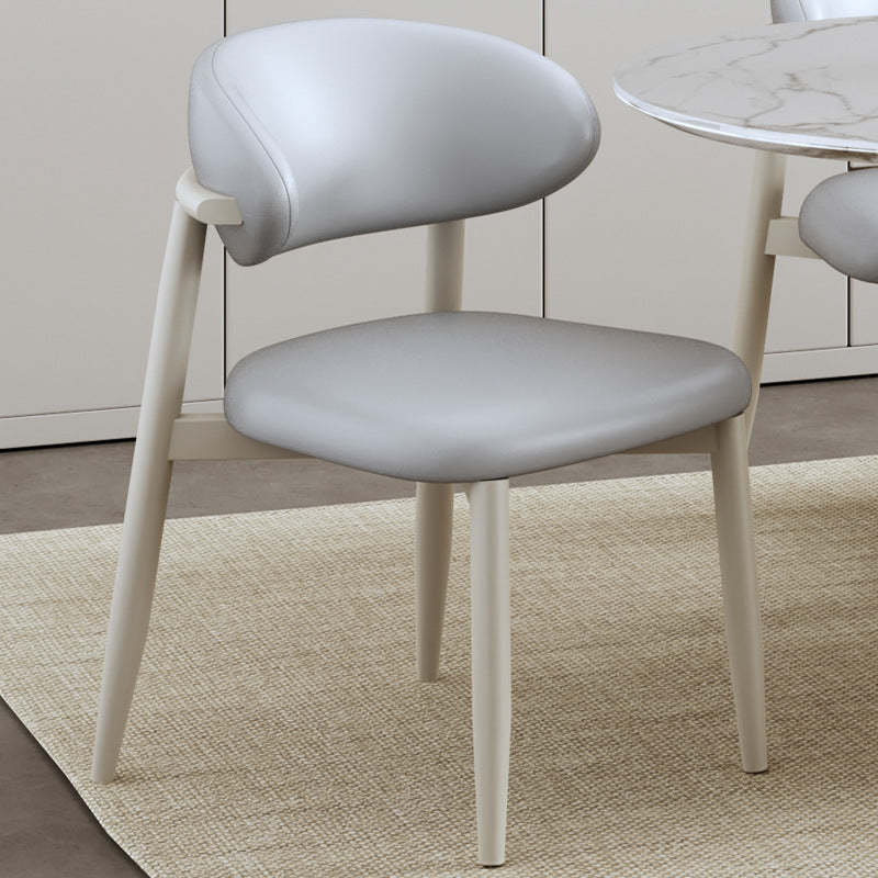 Scandinavian Curved Leather Metal Dining Chair