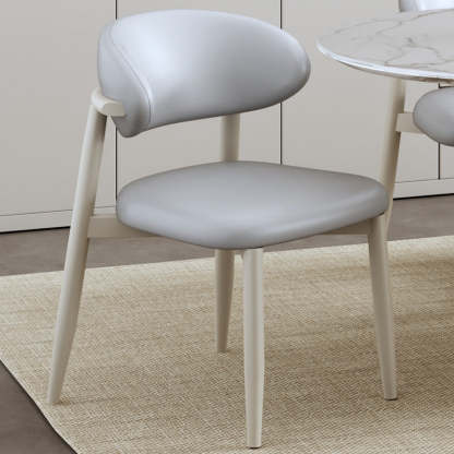 Scandinavian Curved Leather Metal Dining Chair