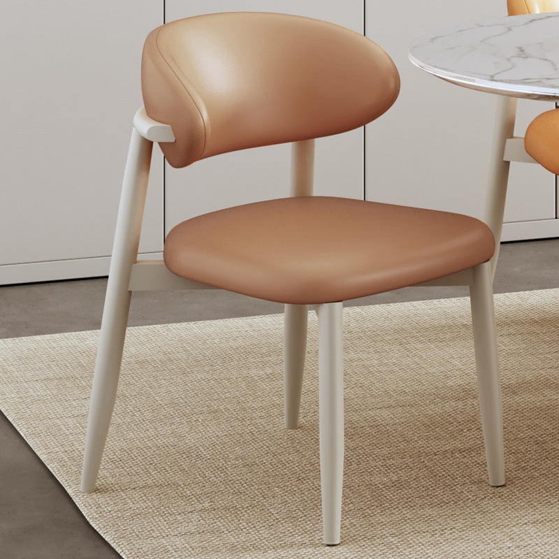 Scandinavian Curved Leather Metal Dining Chair