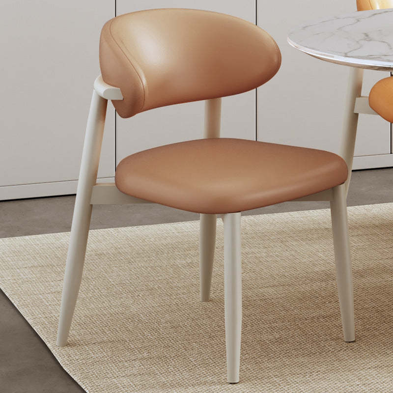 Scandinavian Curved Leather Metal Dining Chair