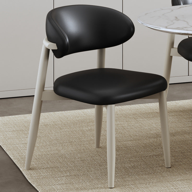 Scandinavian Curved Leather Metal Dining Chair