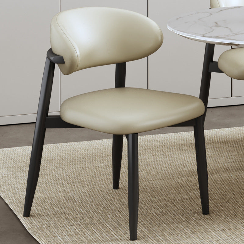 Scandinavian Curved Leather Metal Dining Chair