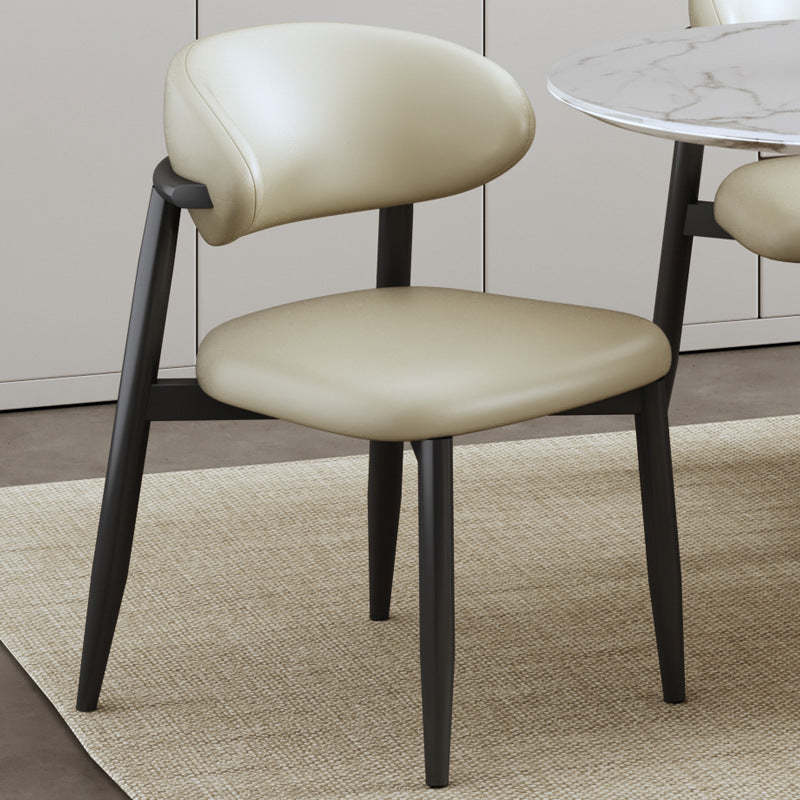 Scandinavian Curved Leather Metal Dining Chair