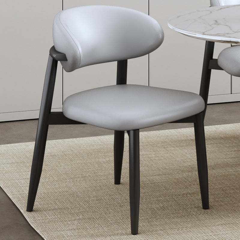 Scandinavian Curved Leather Metal Dining Chair