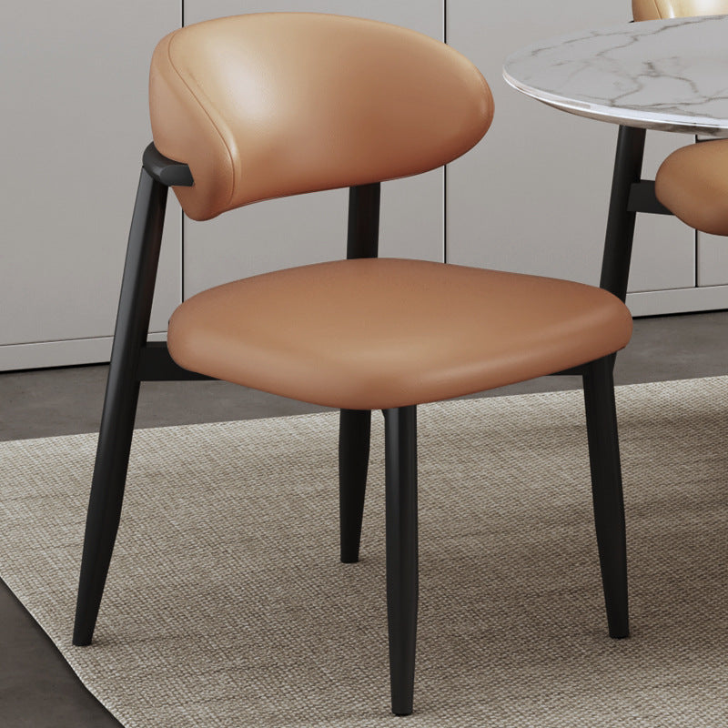 Scandinavian Curved Leather Metal Dining Chair