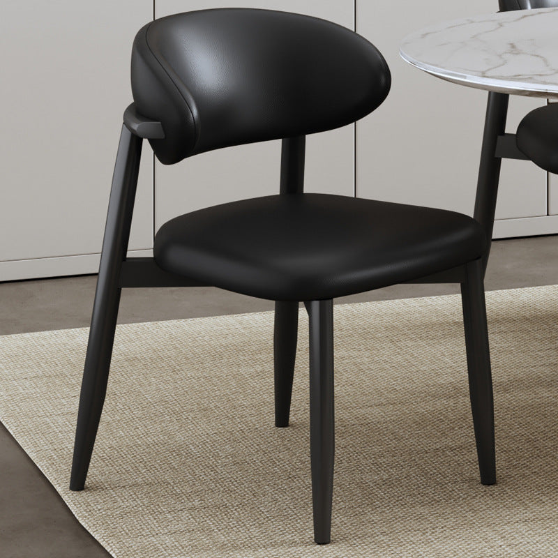 Scandinavian Curved Leather Metal Dining Chair