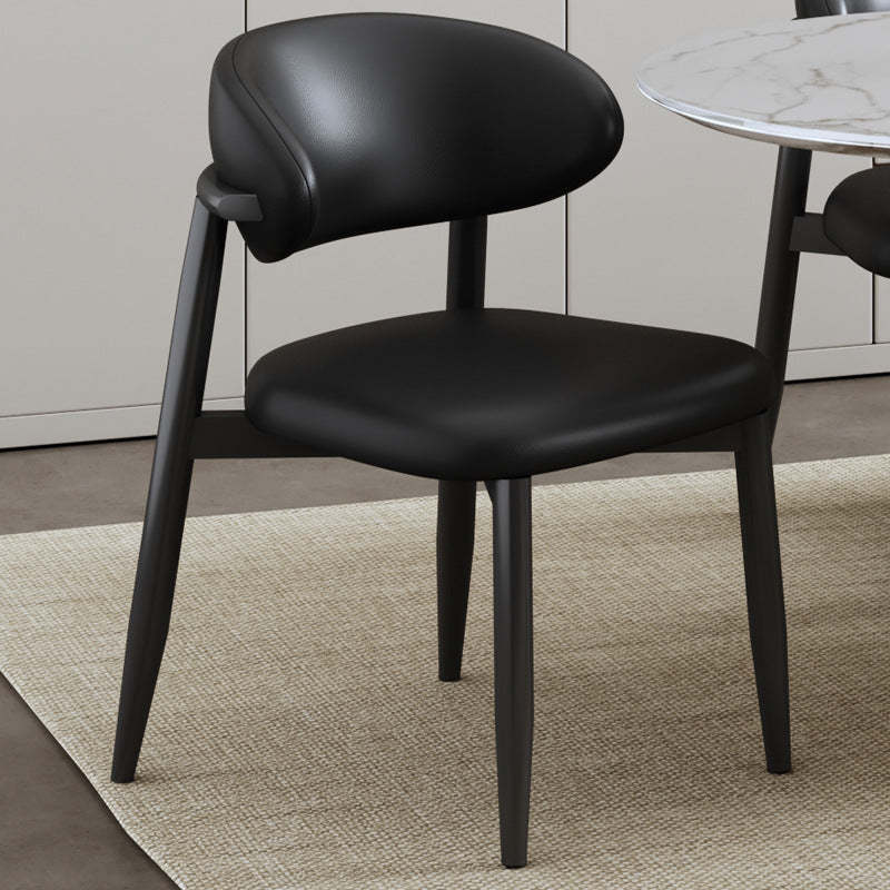 Scandinavian Curved Leather Metal Dining Chair