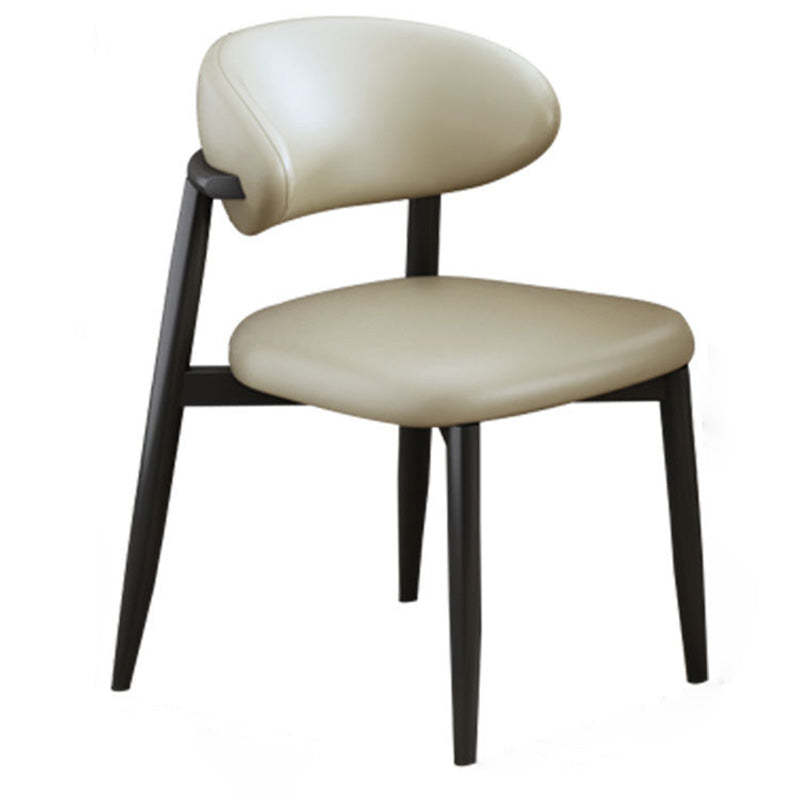 Scandinavian Curved Leather Metal Dining Chair
