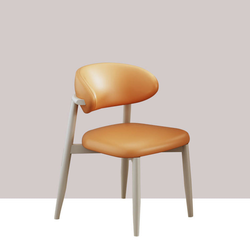 Scandinavian Curved Leather Metal Dining Chair