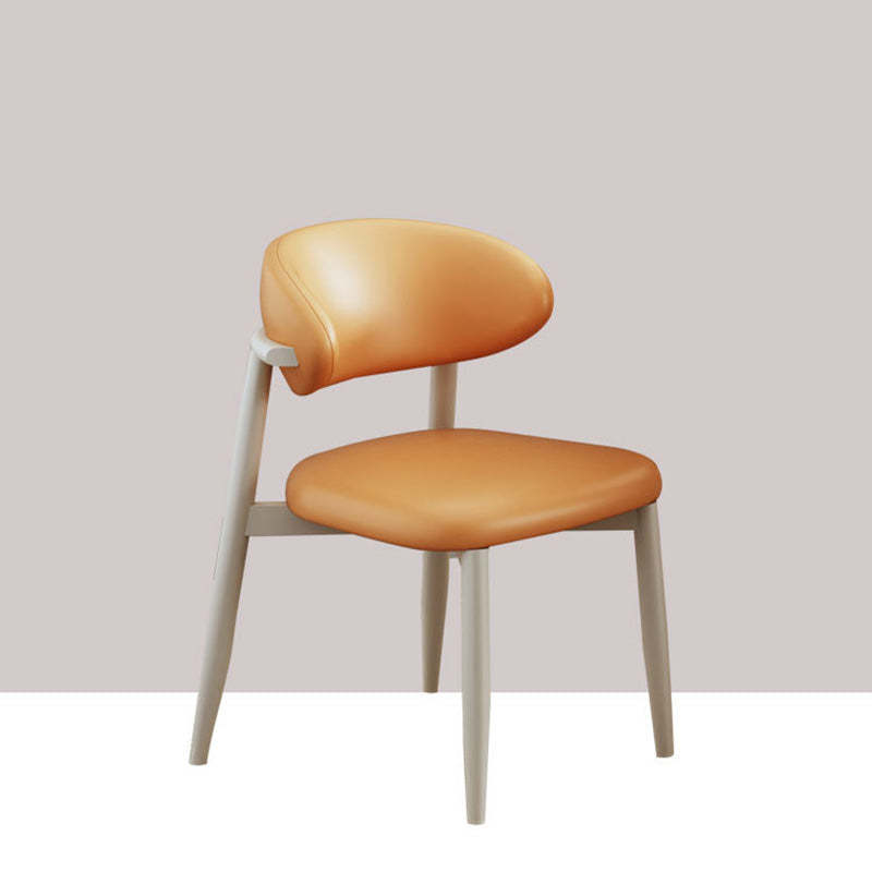 Scandinavian Curved Leather Metal Dining Chair