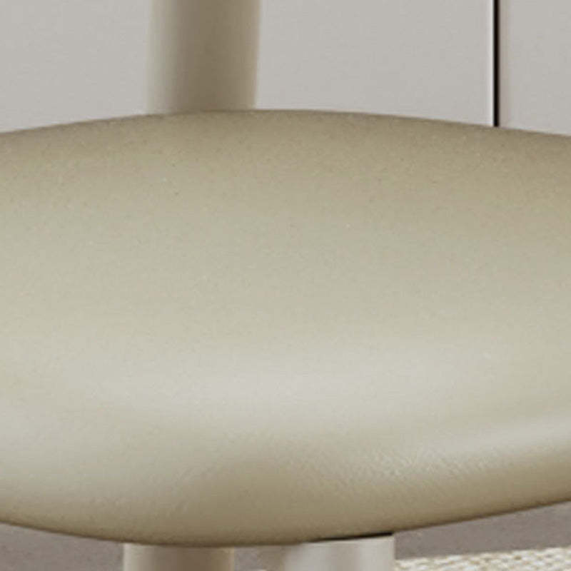 Scandinavian Curved Leather Metal Dining Chair — Black / Cream White