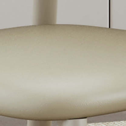 Scandinavian Curved Leather Metal Dining Chair — Black / Cream White