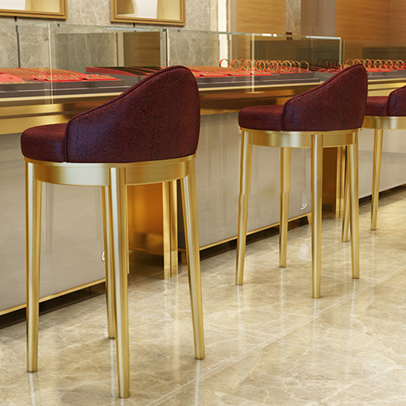 Minimalist Triangle Western Leather Bar Stool — Rose Gold