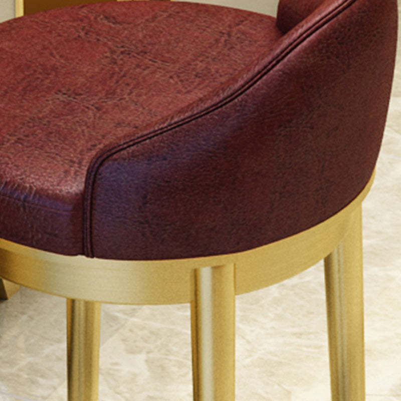 Minimalist Triangle Western Leather Bar Stool — Brushed Silver