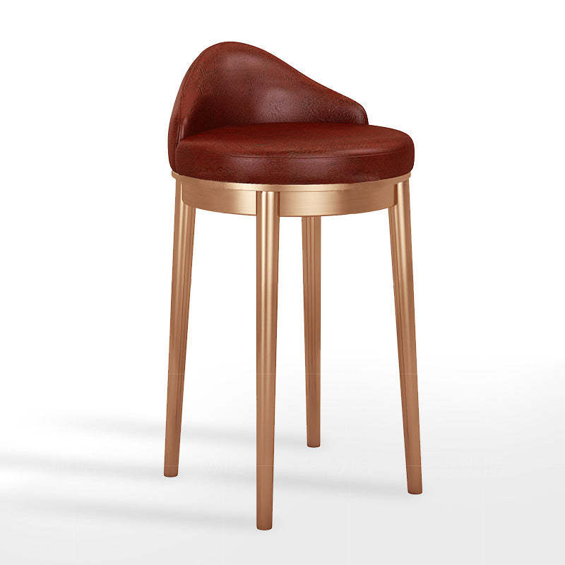 Triangle western red leather bar & counter stools — 11.5" L x 11.5" W x 27" H / Rose Gold