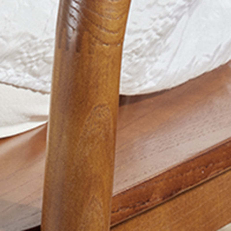 Chinese Curved Leather Solid Wood Dining Chair — Light Walnut Color Without Cushion