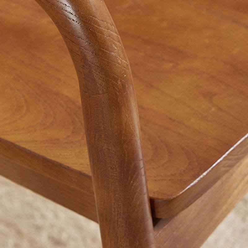 Chinese Curved Leather Solid Wood Dining Chair