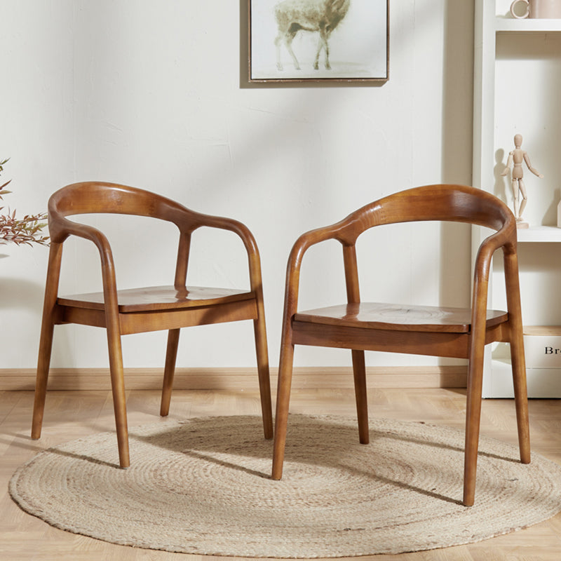 Chinese Curved Leather Solid Wood Dining Chair