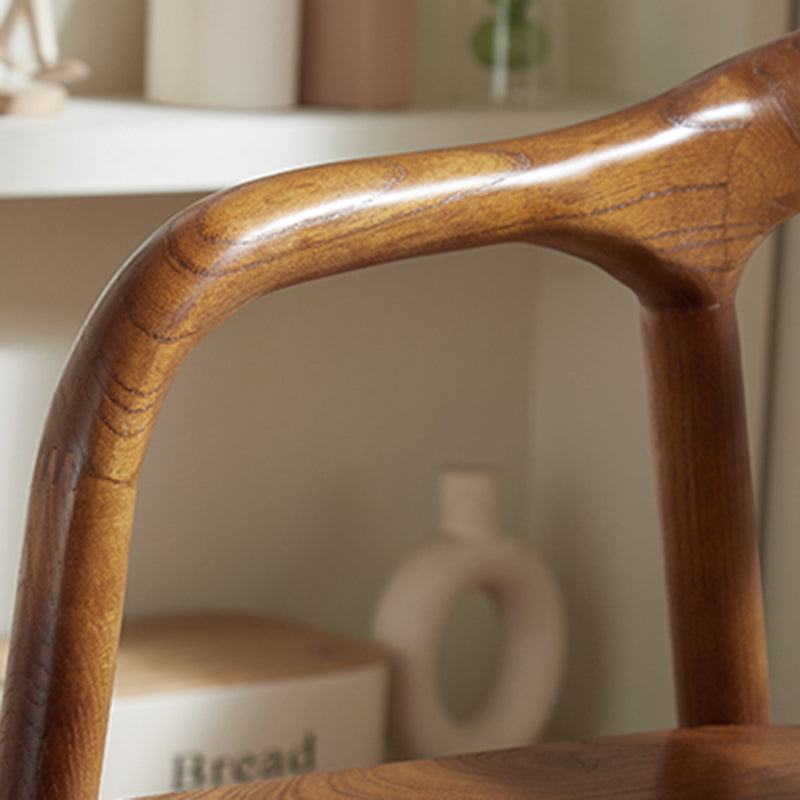 Chinese Curved Leather Solid Wood Dining Chair