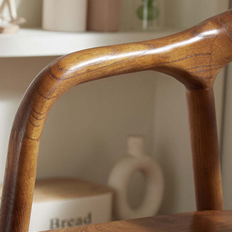 Chinese Curved Leather Solid Wood Dining Chair