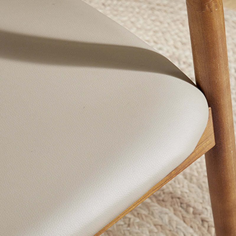 Chinese Curved Leather Solid Wood Dining Chair