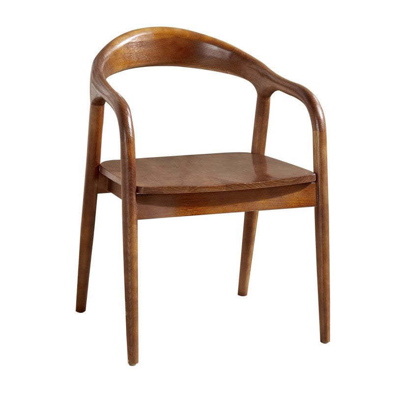 Chinese Curved Leather Solid Wood Dining Chair