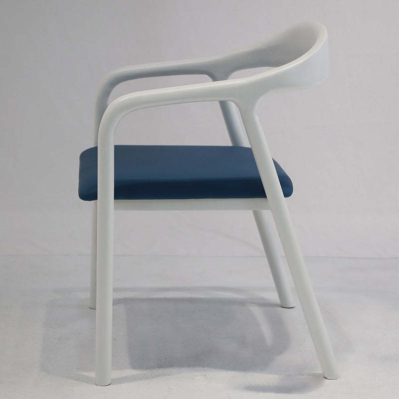 Chinese Curved Leather Solid Wood Dining Chair