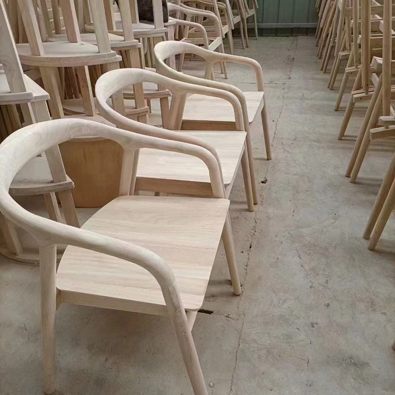 Chinese Curved Leather Solid Wood Dining Chair