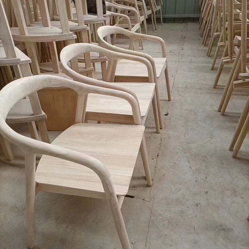Chinese Curved Leather Solid Wood Dining Chair