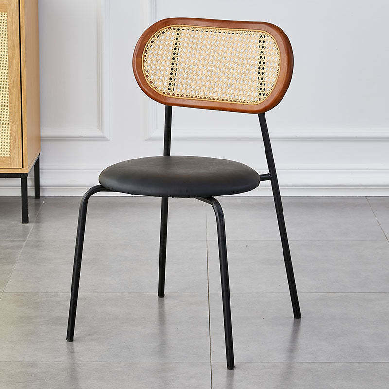 Minimalist oval black dining chairs & benches — Walnut