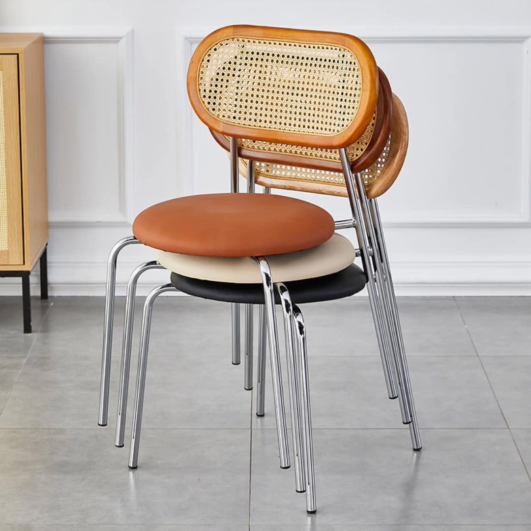 Minimalist Oval Leather Metal Dining Chair