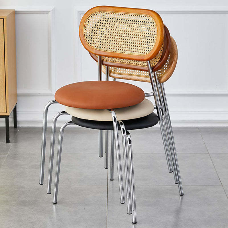 Minimalist Oval Leather Metal Dining Chair