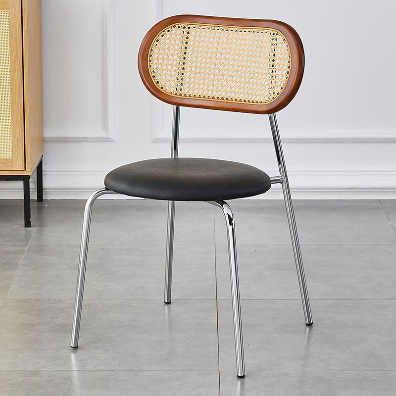 Minimalist Oval Leather Metal Dining Chair