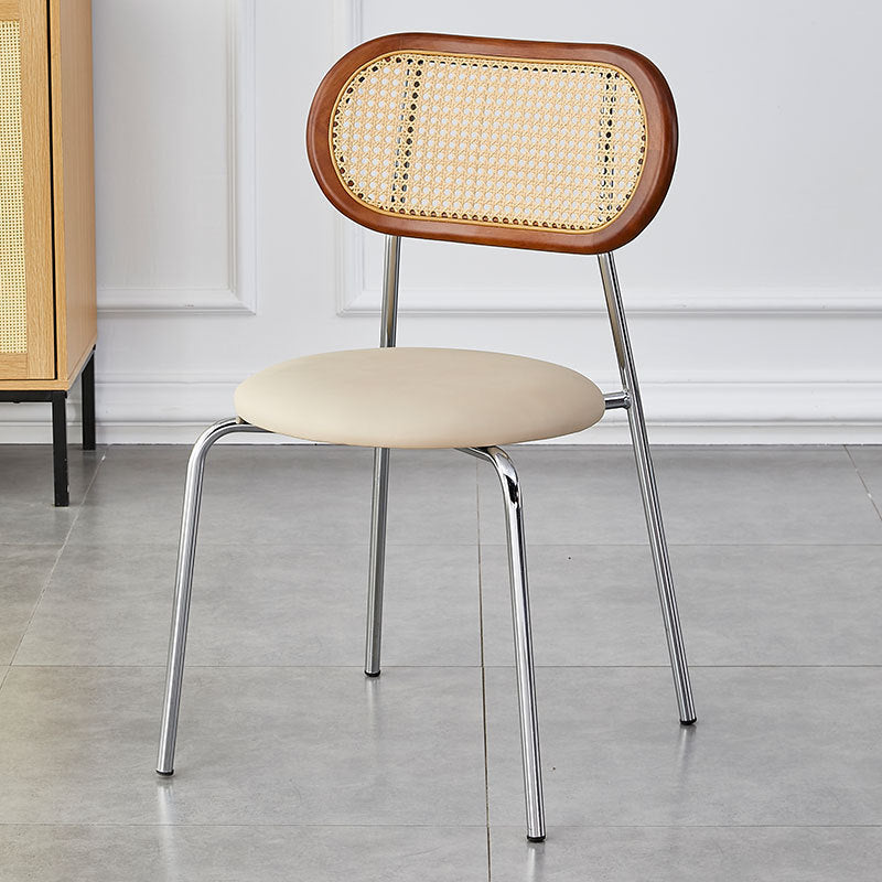 Minimalist Oval Leather Metal Dining Chair