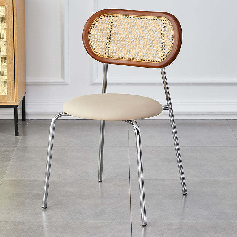 Minimalist Oval Leather Metal Dining Chair