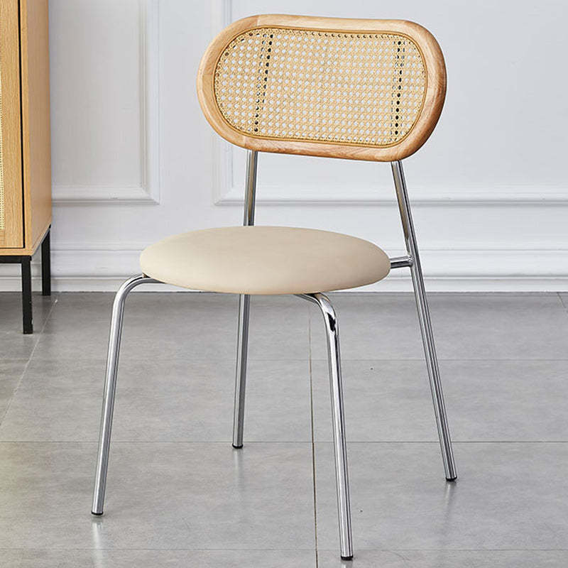 Minimalist Oval Leather Metal Dining Chair