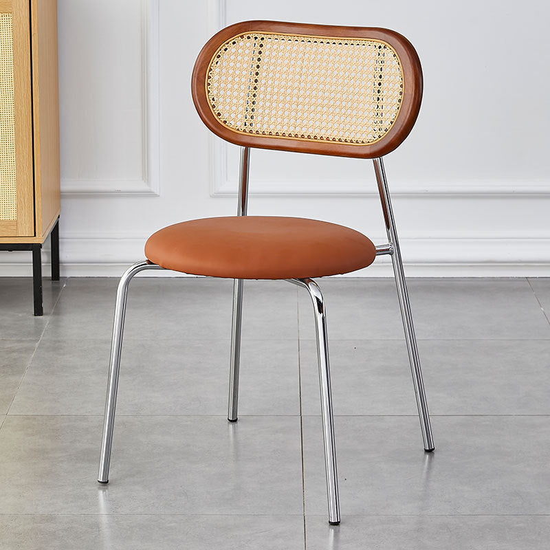 Minimalist Oval Leather Metal Dining Chair